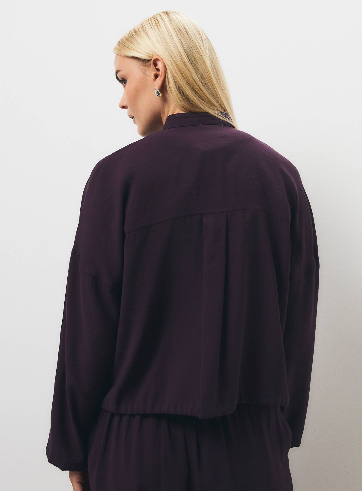 Dark Purple Funnel Neck Shacket 12 - Image 4